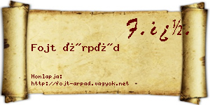 Fojt Árpád névjegykártya