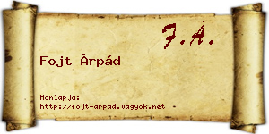 Fojt Árpád névjegykártya